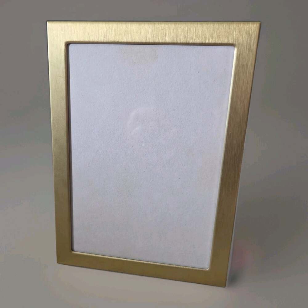 Brushed Brass Gold-Tone 4x6 Picture Frame Minimalist Tabletop Photo Frame Modern